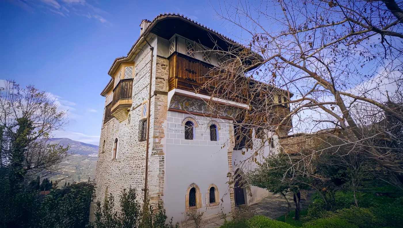 Αρχοντικό Σβαρτς Αμπελάκια εσωτερικός διάκοσμος τοιχογραφίες