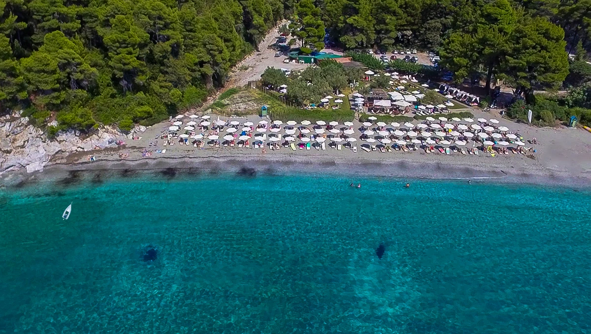 Παραλία Φτελιά στη Σκόπελο με κρυστάλλινα νερά και βράχια