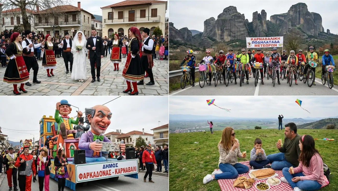 Ποδηλατάδα των Χρωμάτων στην Καλαμπάκα με φόντο τα Μετέωρα.