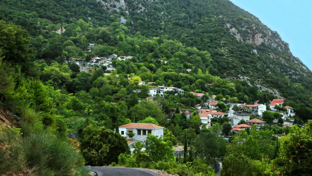 Πανοραμική εναέρια άποψη του ορεινού χωριού Άγιος Προκόπιος στον Δήμο Πύλης Τρικάλων.