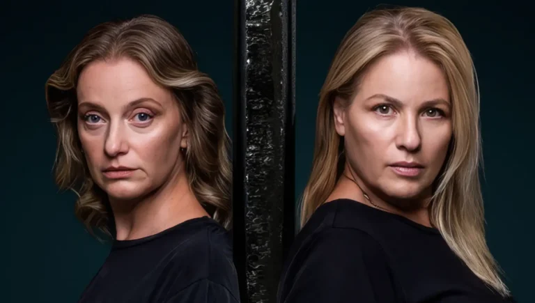 Οι ηθοποιοί Μαριάννα Τουμασάτου και Λένα Δροσάκη στην αφίσα της θεατρικής παράστασης "Κρυφτό".