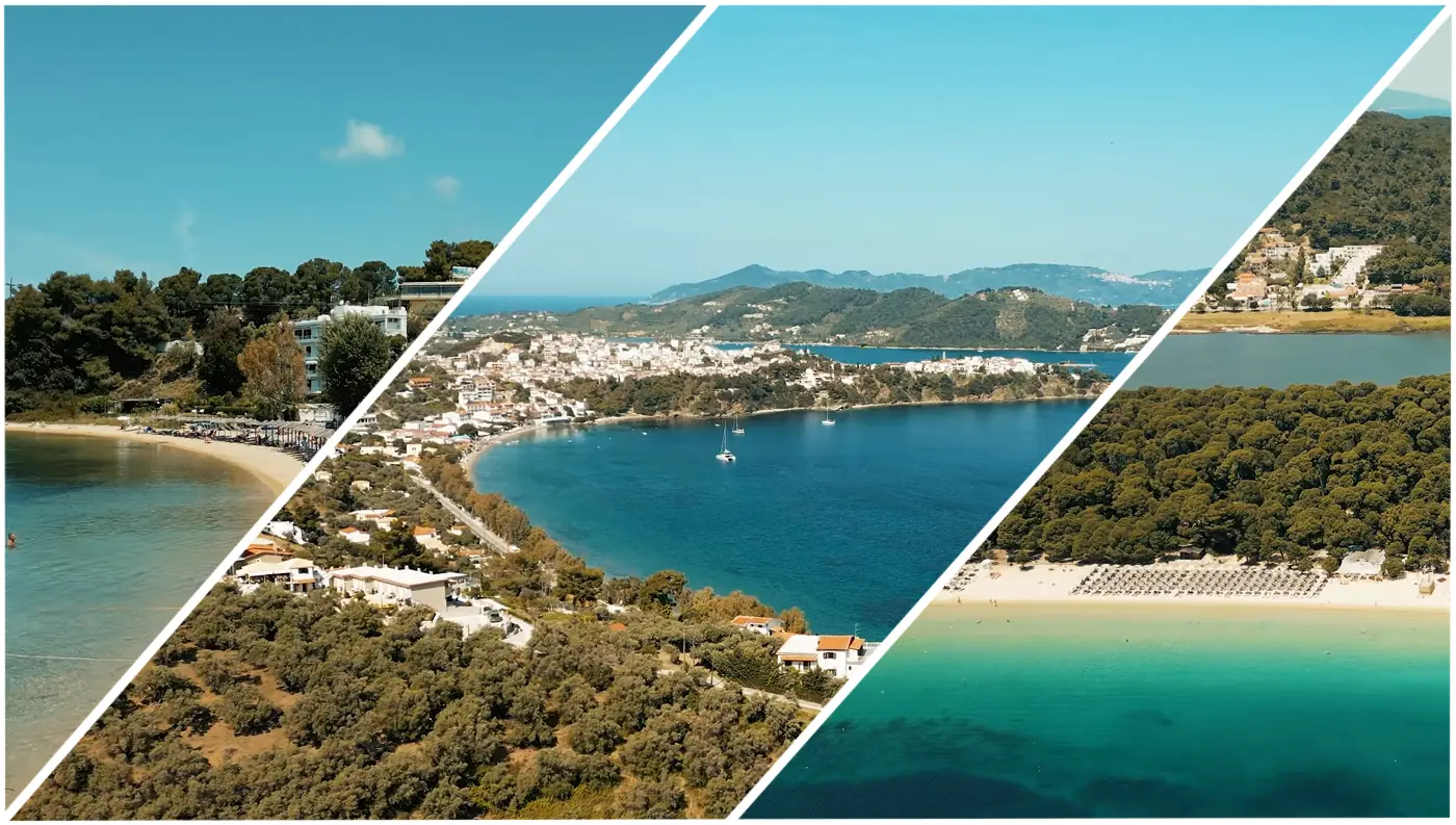 Καταγάλανα, ήρεμα νερά και πλούσια βλάστηση στις παραλίες της Σκιάθου.