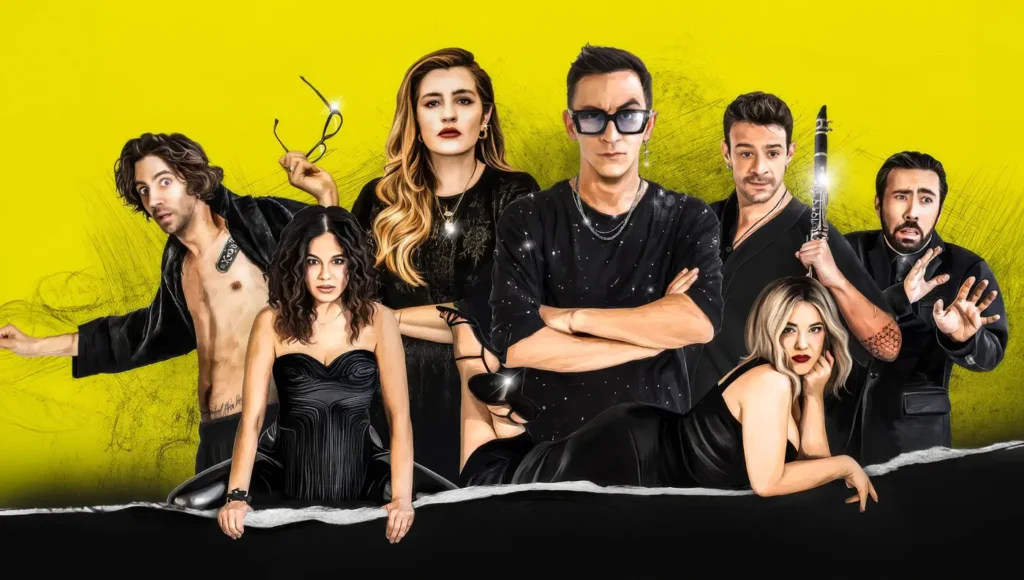 Επίσημη προωθητική αφίσα για την κωμωδία Οικογένεια Τσεκμέ με όλο το καστ των ηθοποιών.